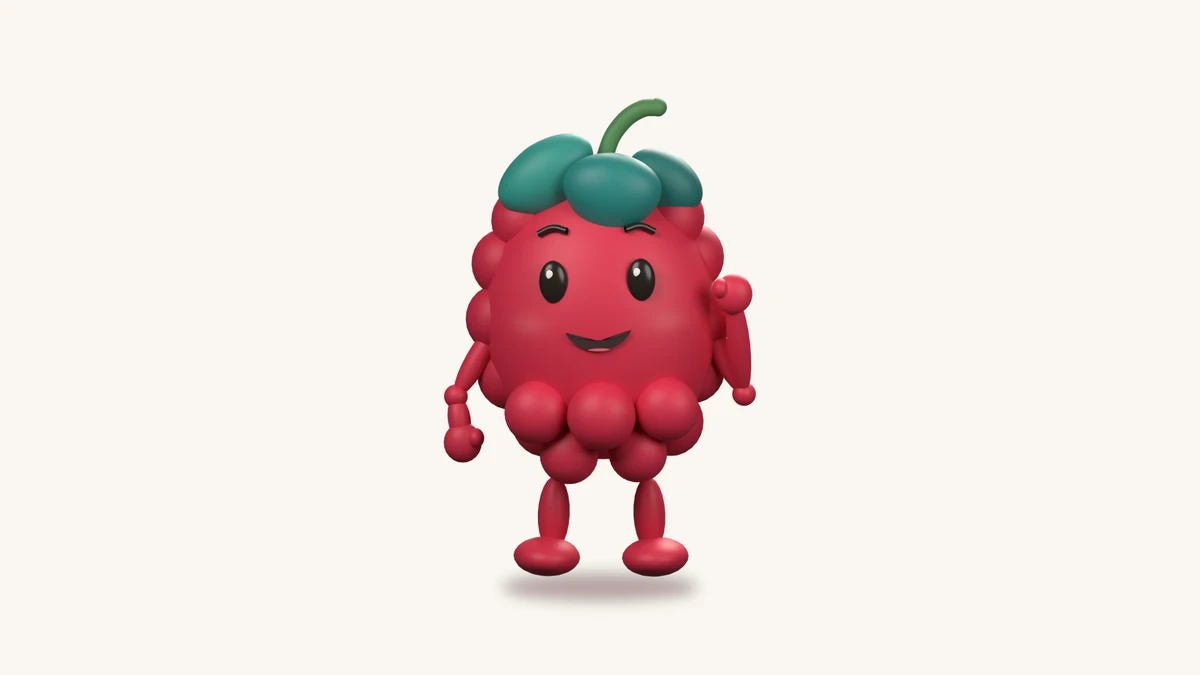 Berry, the Scribeberry mascot, waving hello on a cream background.