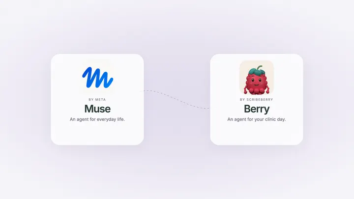 Muse by Meta and Berry by Scribeberry: an agent for everyday life beside an agent for the clinic day.